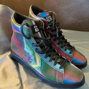 Converse All Stars women’s 10.5 men’s 9 iridescent rainbow high tops